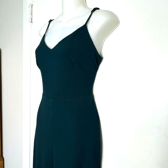 LULUS DARK TEAL GREEN OPEN BACK WIDE LEG JUMPSUIT SIZE MEDIUM NWT - Picture 4 of 15